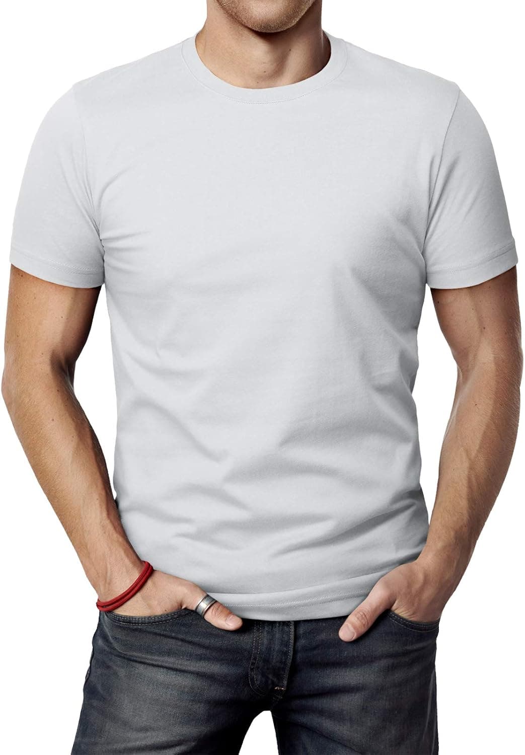H2H Mens Casual Slim Fit Short Sleeve T-Shirts Soft Lightweight V-Neck/Crew-Neck Size XS to 3XL