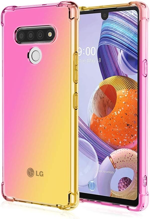 Starhemei Compatible with LG Stylo 6 Case, LG K71 Stylus Case, Shock-Resistant Flexible Shock Absorption Protection Rubber Soft TPU Anti Dropping Phone Case for LG Stylo 6 / LG K71 (Pink&Gold)
