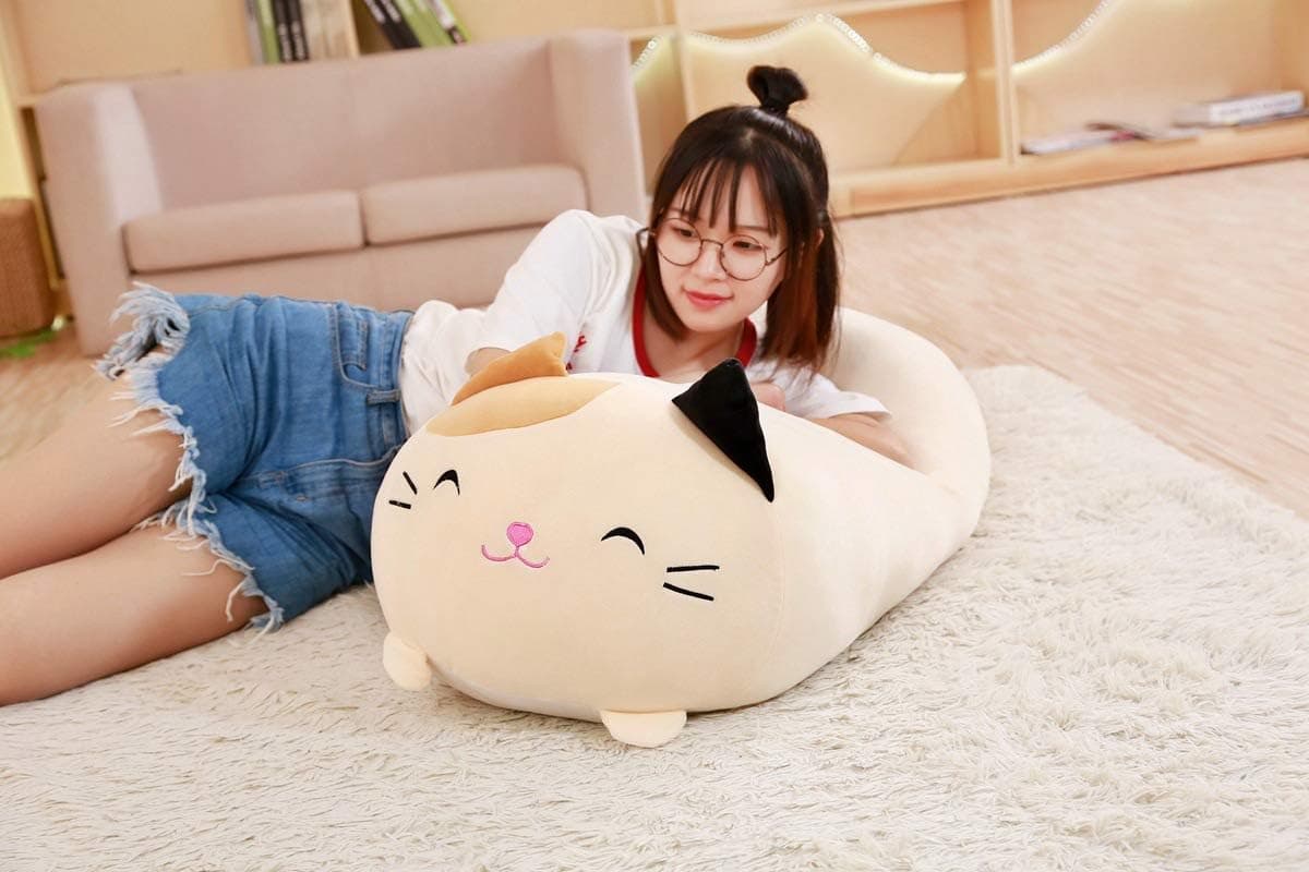 Big Cat Plush Pillow,Large Fat Cats Stuffed Animals Toy Doll for Girls Bed (23.6inch/ 60CM)