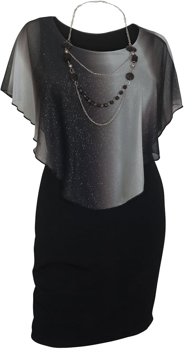 eVogues Plus Size Layered Poncho Dress Made in USA