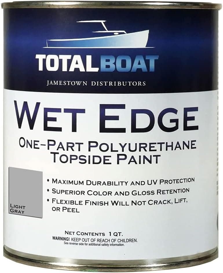 TotalBoat Wet Edge Marine Topside Paint for Boats, Fiberglass, and Wood (Light Gray, Quart)