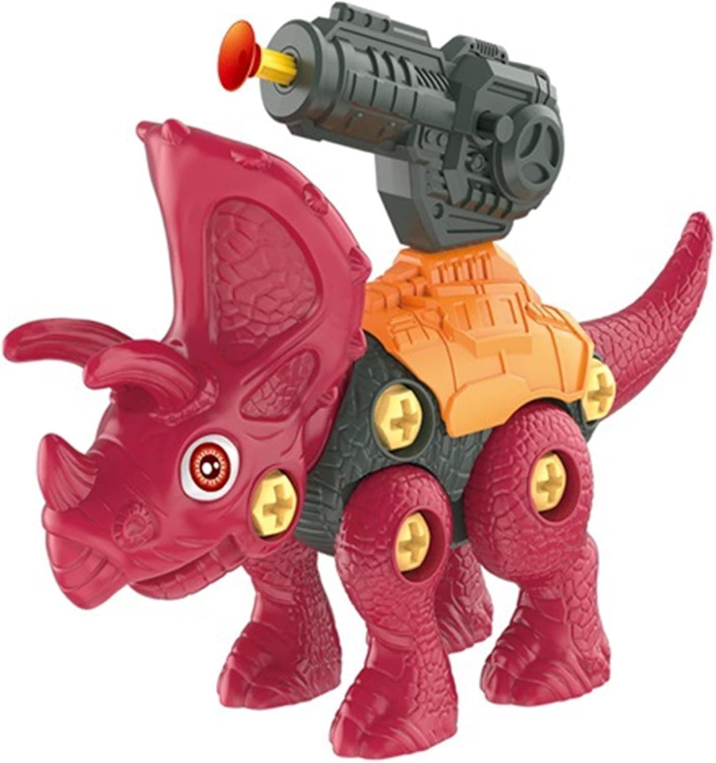 WeYingLe Take Apart Dinosaur Toys for Kids Dino Building Toy Set with Electric Drill T Rex Triceratops Velociraptor STEM Toys for 3 4 5 6 7 Year Old Boys and Girls (Triceratops Shooting)