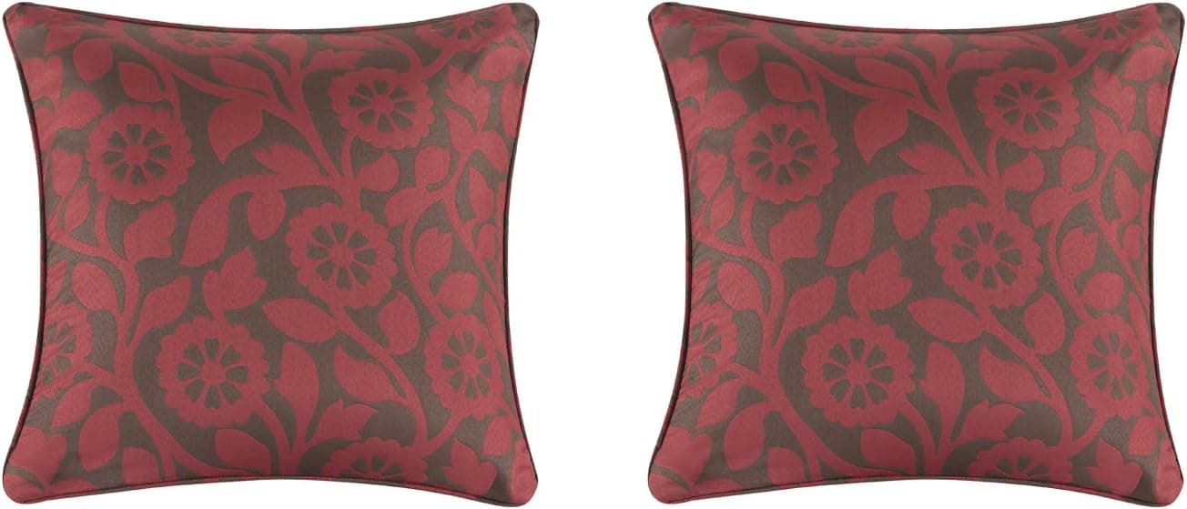 FBTS Prime Throw Pillow Cushion Covers (2-Piece, 18x18 Inches, Red Brown) Decorative Jacquard Square Pillow Sham for Couch Bed Sofa