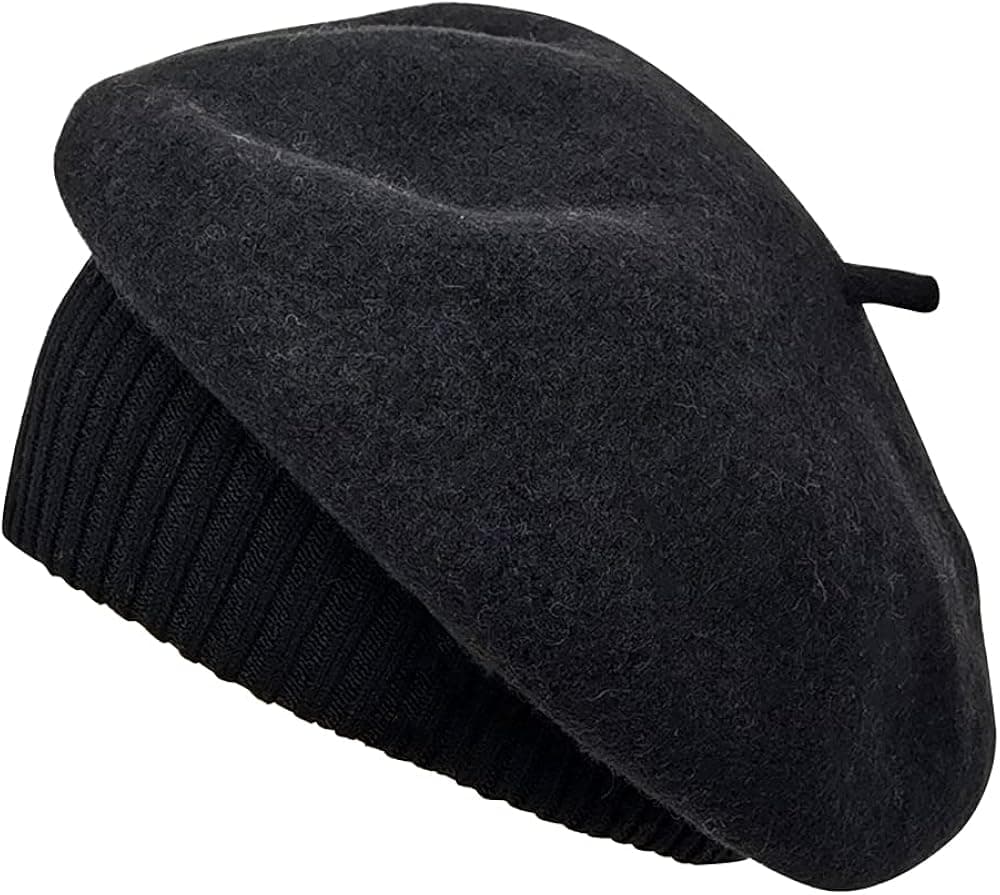 JENDI Womens 100% Wool Beret Hat French Style Winter Warm Cap Artist Hat - Elastically Adjustable
