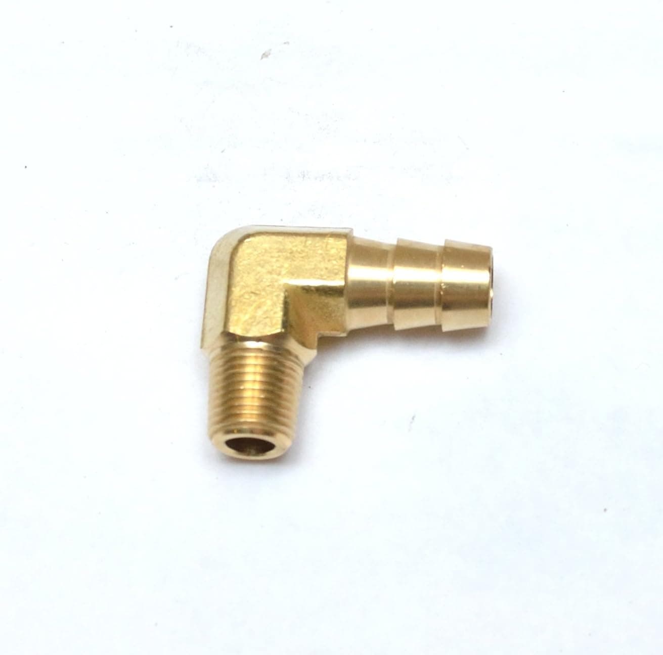 FasParts 3/8" Hose ID/Hose Barb to 1/8" Male NPT MIP MPT 90 Degree L Right Angle Elbow Brass Fitting Fuel/Air/Water/Boat/Gas/Oil WOG
