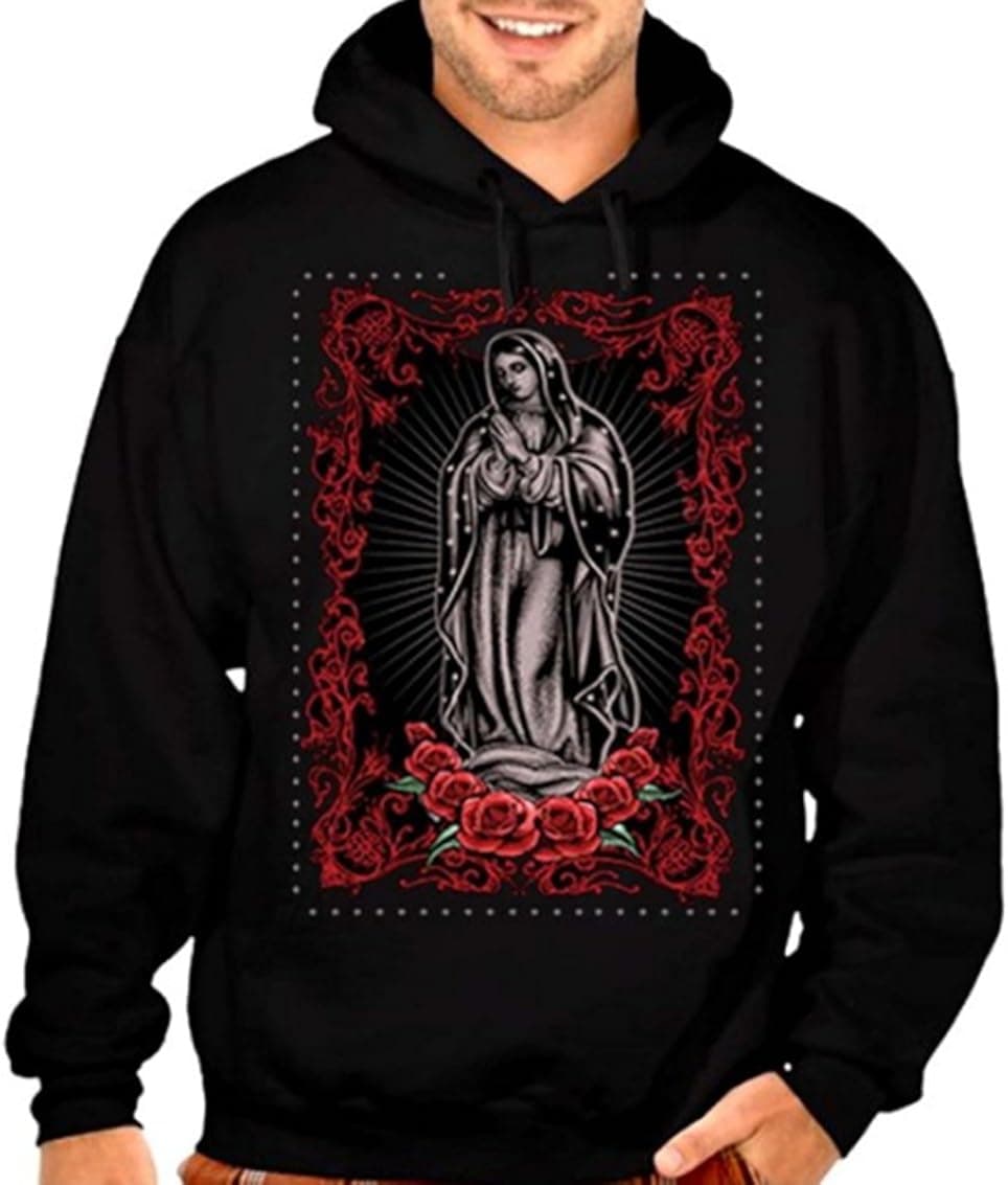 Virgin Mary Ring Of Roses Virgen De Guadalupe Hoodie Sweatshirt S-5XL