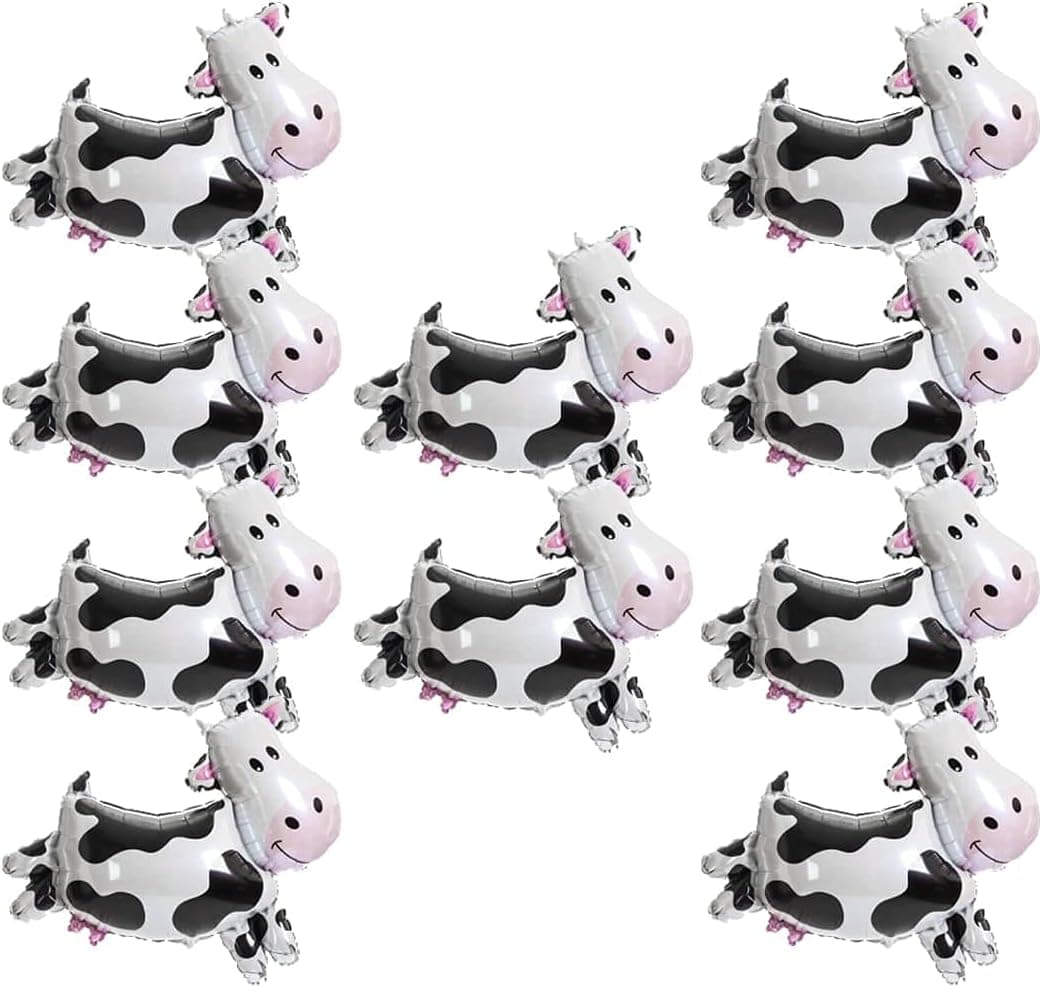 10 PCS Cow Mylar Balloons for Party Animal Cow Theme Birthday Party Supplies Cow Shape Mylar Foil Balloon Cow Balloon Set
