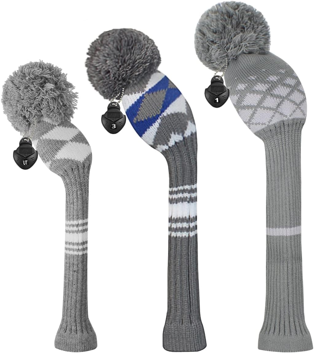 Scott Edward Knit Golf Head Covers for Woods Set of 3 Fits Well Driver(460cc) Fairway Wood and Hybrid(UT) The Perfect Change for Golf Bag