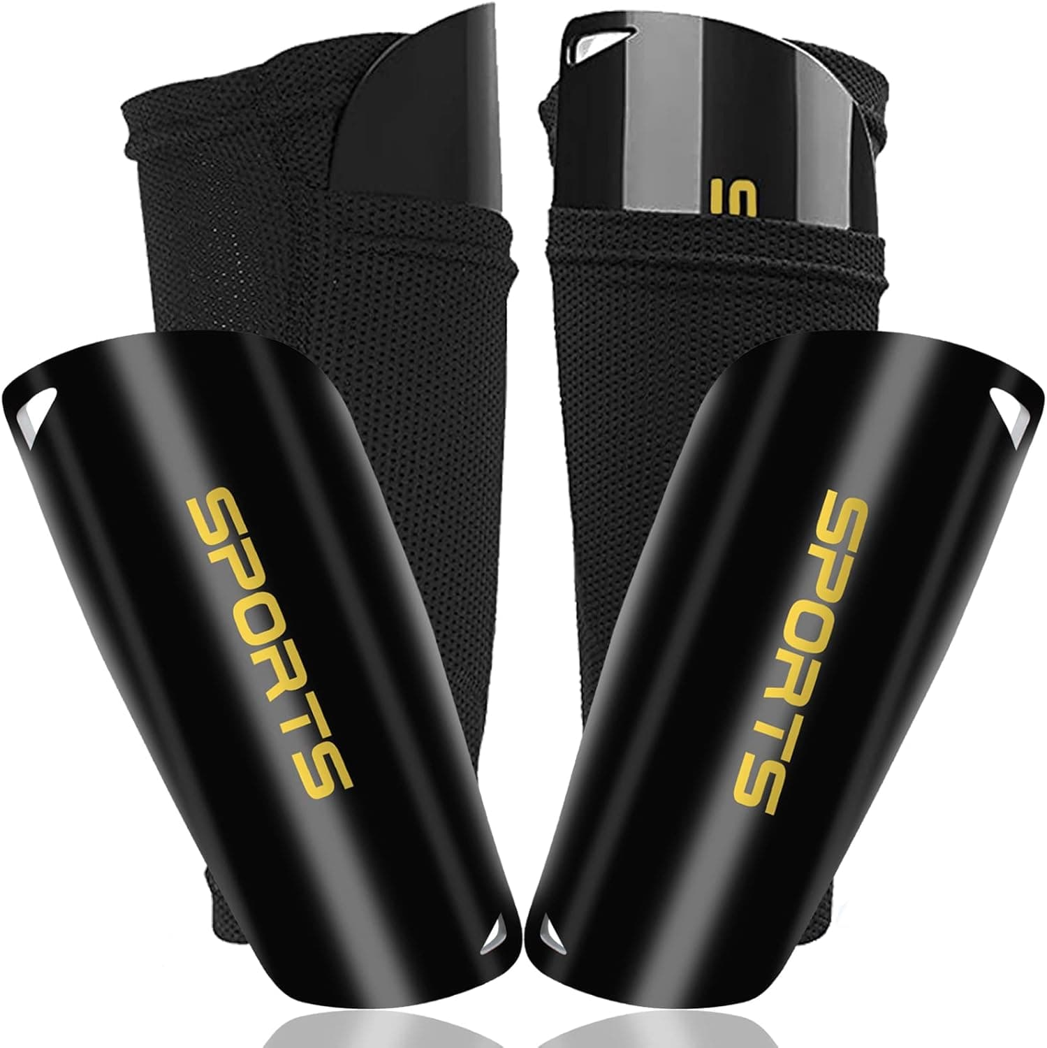 Soccer Shin Guards for Kids Youth Adults, Black Soccer Shin Pads and Shin Guard Sleeves, Protective Gear for Soccer Boys Girls Kids Youth Teenagers Adult (Black)