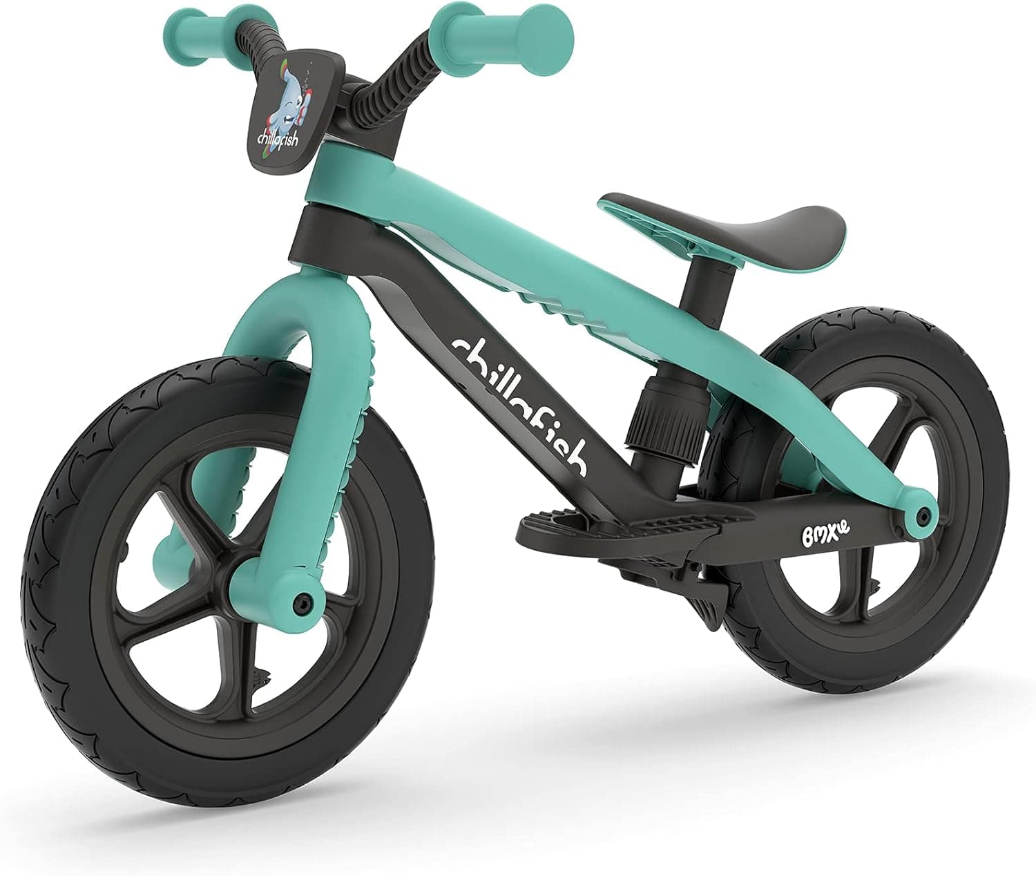 Chillafish Bmxie² Lightweight Balance Bike with Integrated Footrest and Footbrake for Kids Ages 2 to 5 Years, 12-inch Airless Rubberskin Tires, Adjustable Seat Without Tools, Minth