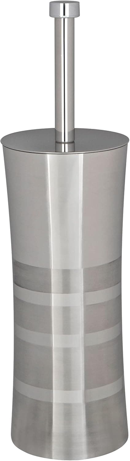 Bath Bliss Stainless Steel Toilet Brush and Holder | Bathroom | Discrete Storage | Rust Resistant | Freestanding | 360 Degree Bristle Brush | Long Lasting