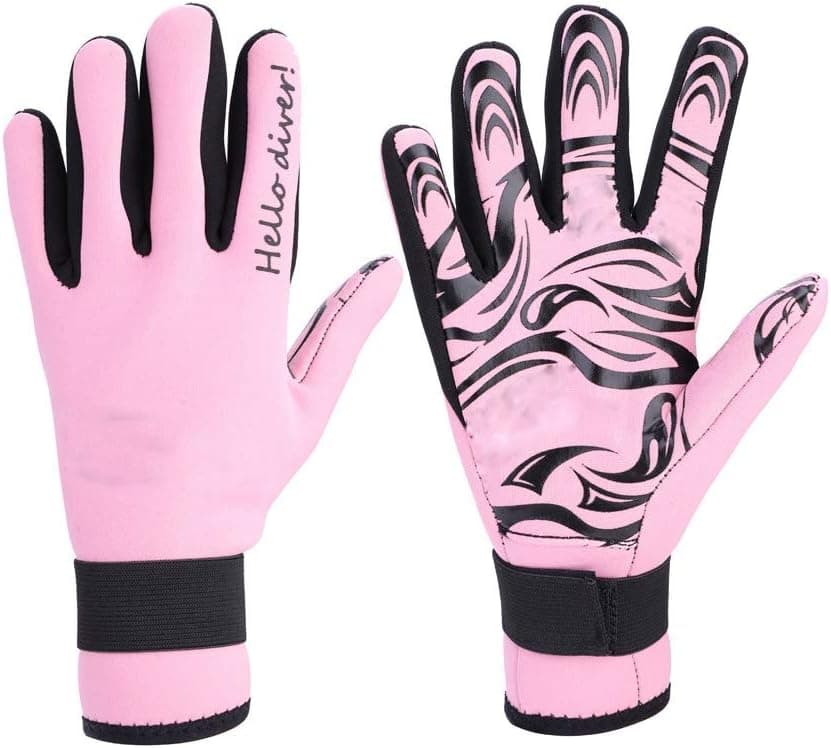 VGEBY1 2MM Neoprene Diving Gloves, Five Finger Diving Gloves for High-Performance Watersports Equipment Adult.(S-Pink)