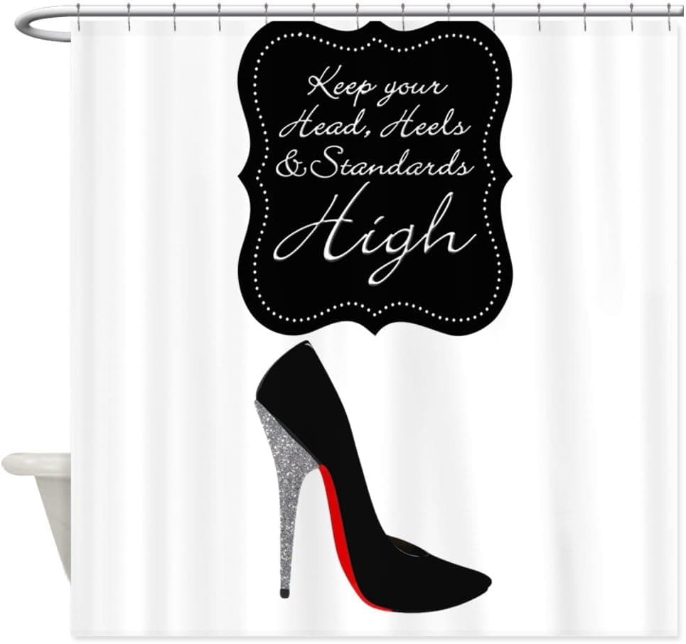 CafePress Keep Your Head, Heels and Standards High Shower C Decorative Fabric Shower Curtain