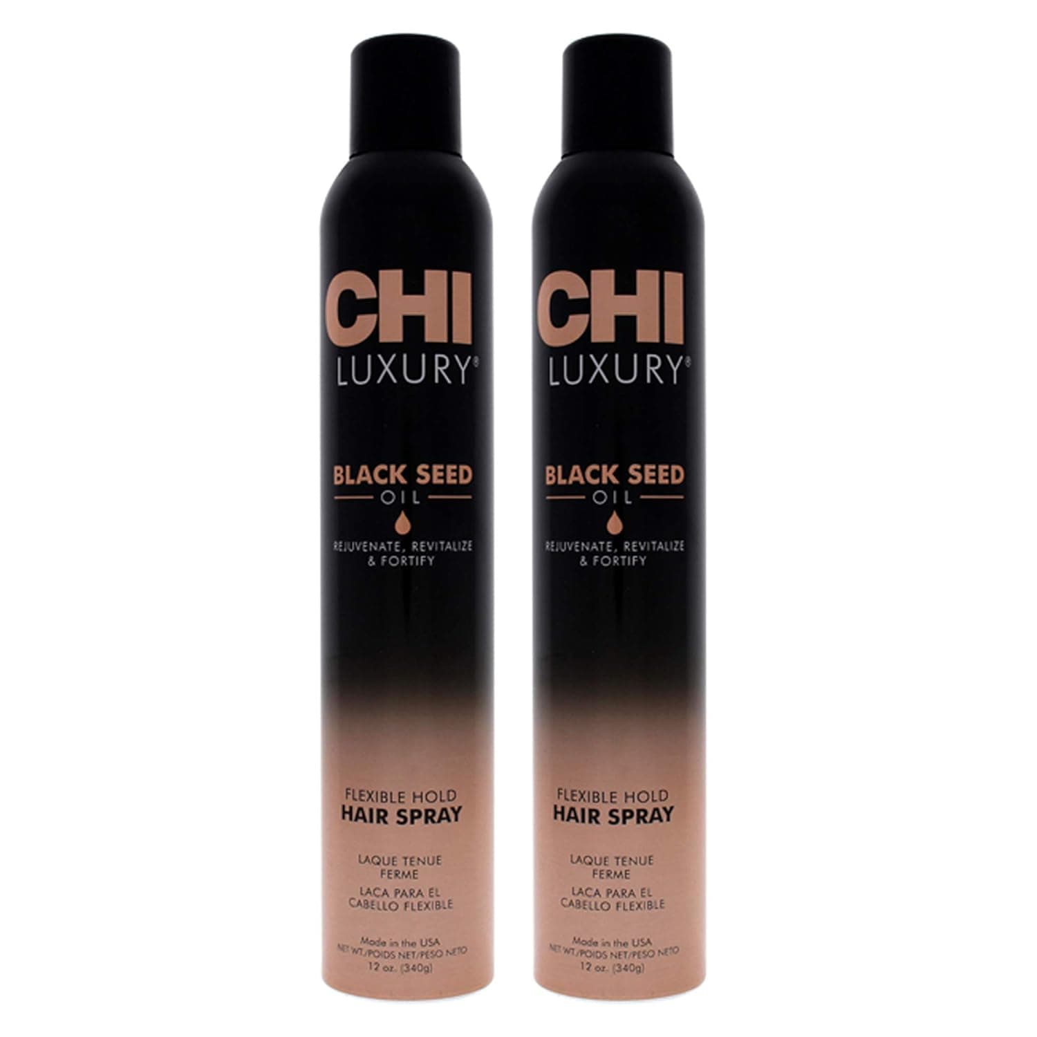 Luxury Black Seed Oil Flexible Hold Hair Spray by CHI for Unisex - 12 oz Hair Spray - (Pack of 2)