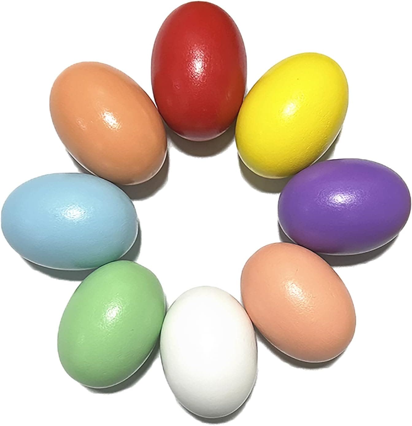 Easter Wooden Eggs Easter Decorations - 8 Colors Wood DIY Faux Egg Crafts Fake Chicken Eggs Nesting Eggs Easter Home Decor Party Toys