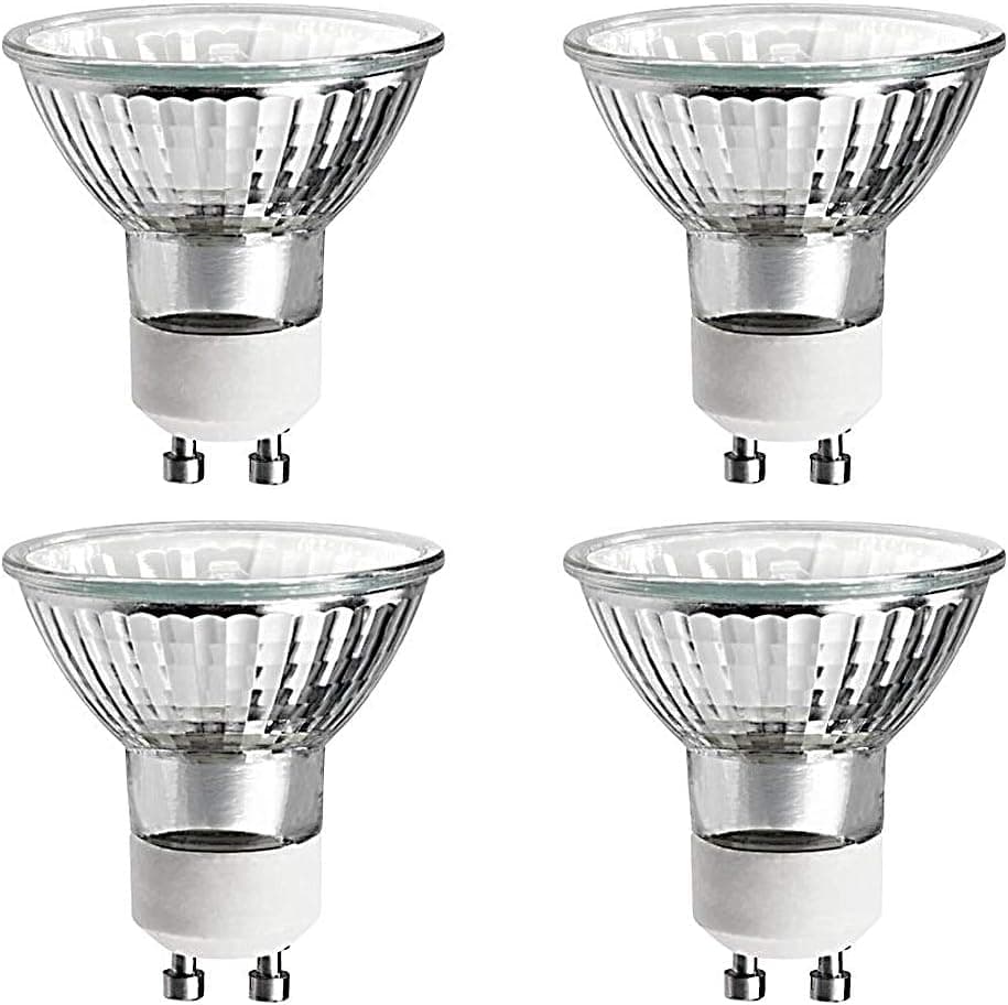 Luxrite LR20590 (4-Pack) 50W/GU10/120V 50-Watt MR16 Halogen Light Bulb, Glass Cover, Dimmable, 450 Lumens, GU10 Base