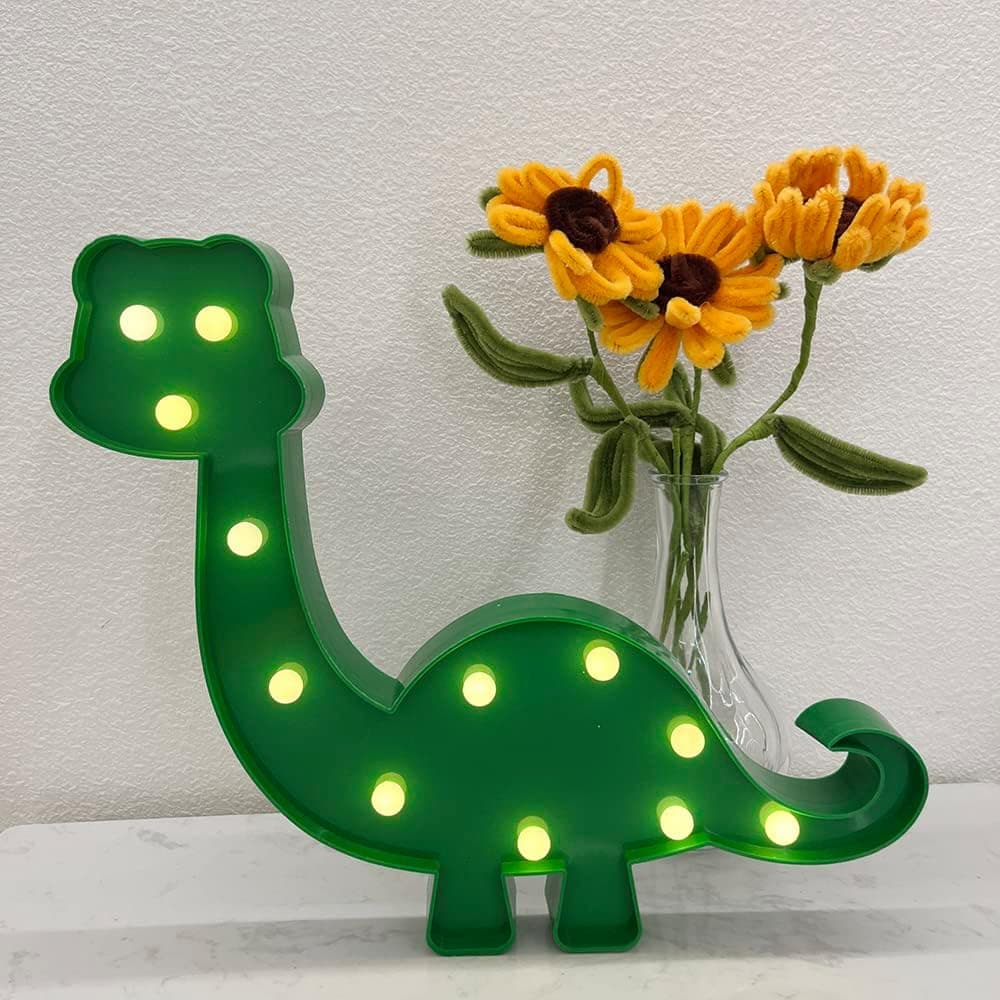 Battery Operated Dinosaur Night Light with Timer for Kids Room,Cordless Dinosaur Table Lamp Wall Décor Dino Dinosaur Marquee Light for Boys Girls Bedroom Dinosaur Nursery Décor