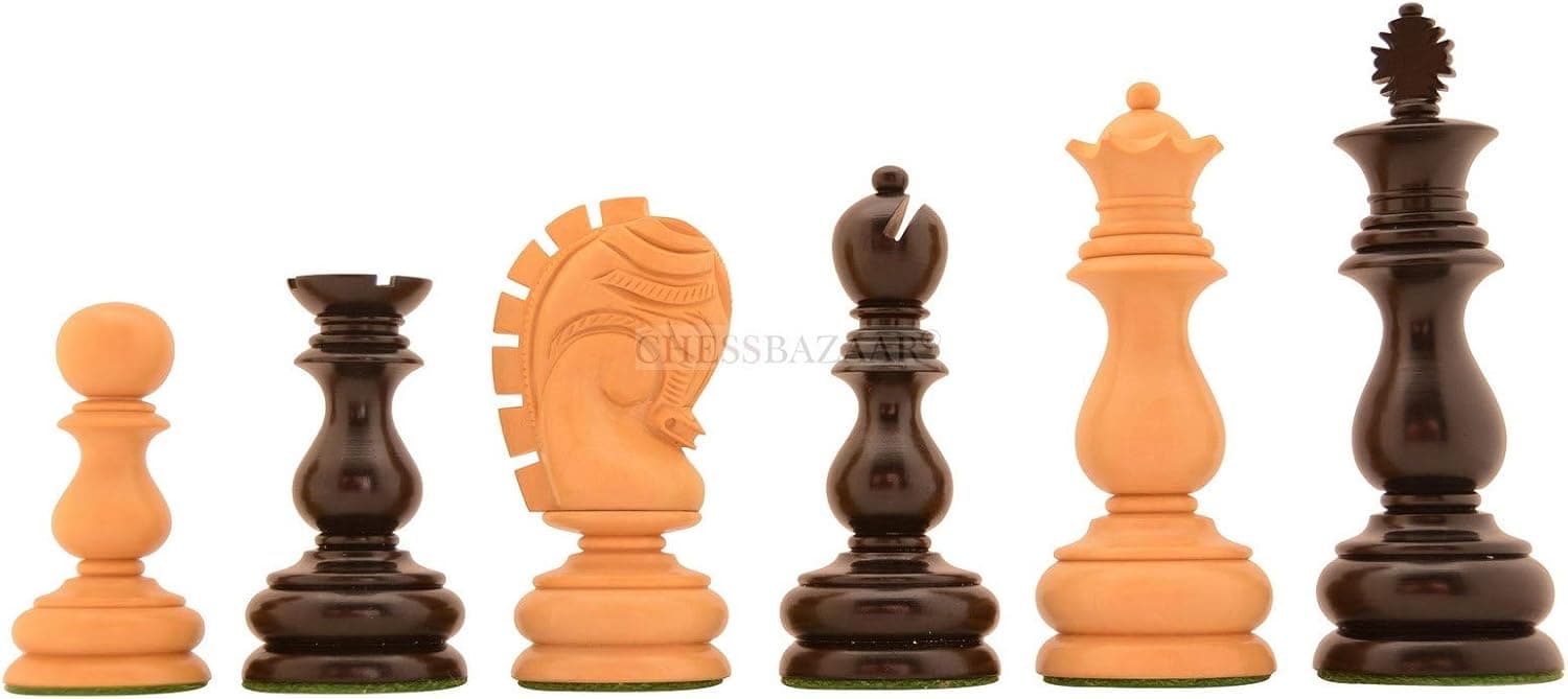 1919 Marcel Duchamp Inspired Vintage Chess Pieces in Ebony / Box Wood - 4.4" King
