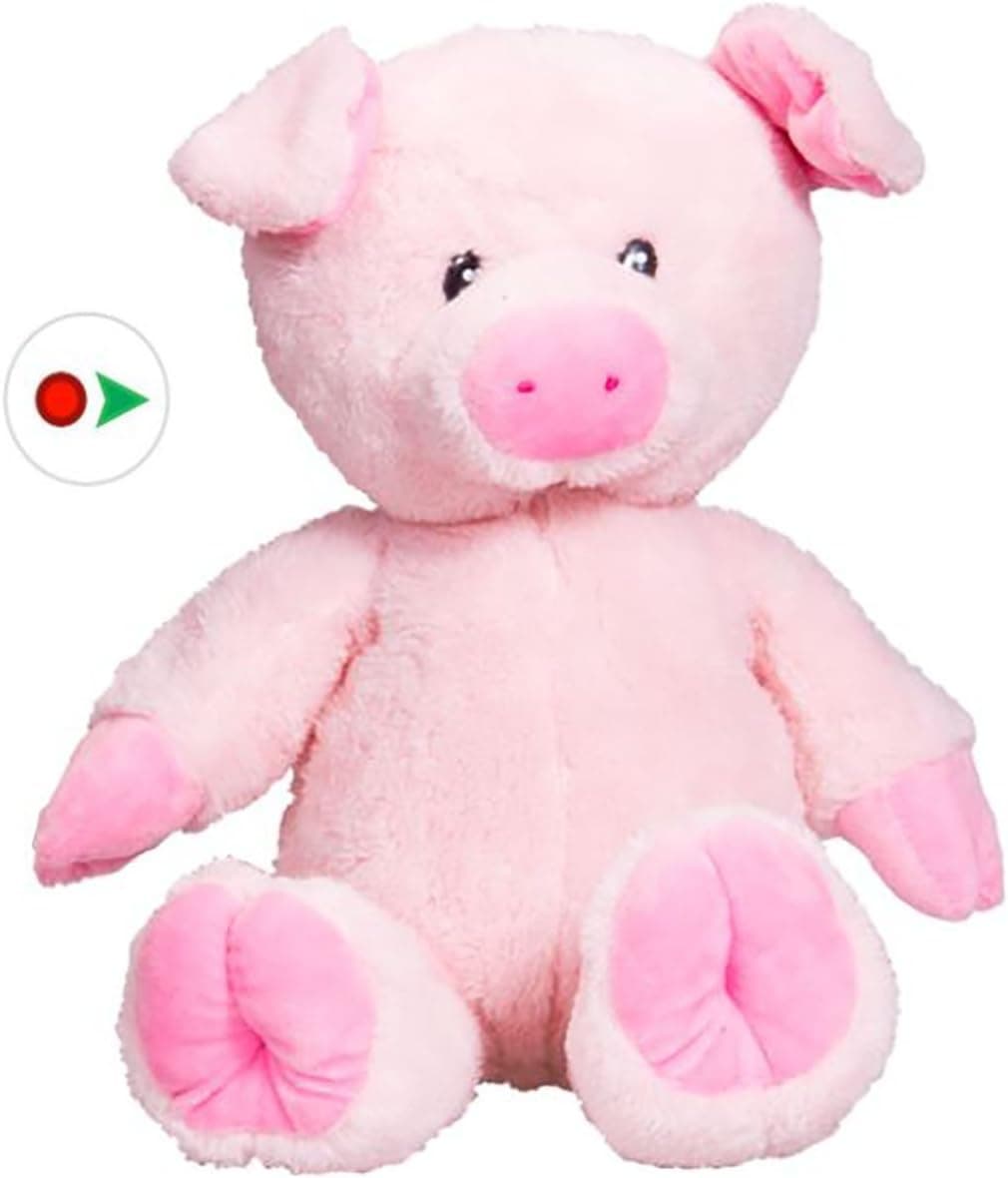 Stuffems Toy Shop Record Your Own Plush 16 inch Pink Pig - Ready 2 Love in a Few Easy Steps