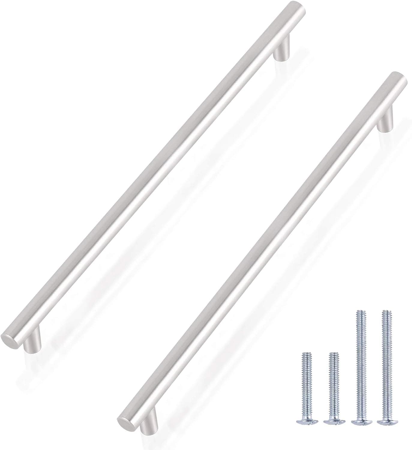 Gobrico Brushed Nickel Cabinet Handles 10 inch Hole Centers, T Bar Modern Drawer Pulls Door Knobs,Satin Nickel Stainless Steel Cabinet Hardware 12.6 inch Total Length,Pack of 5