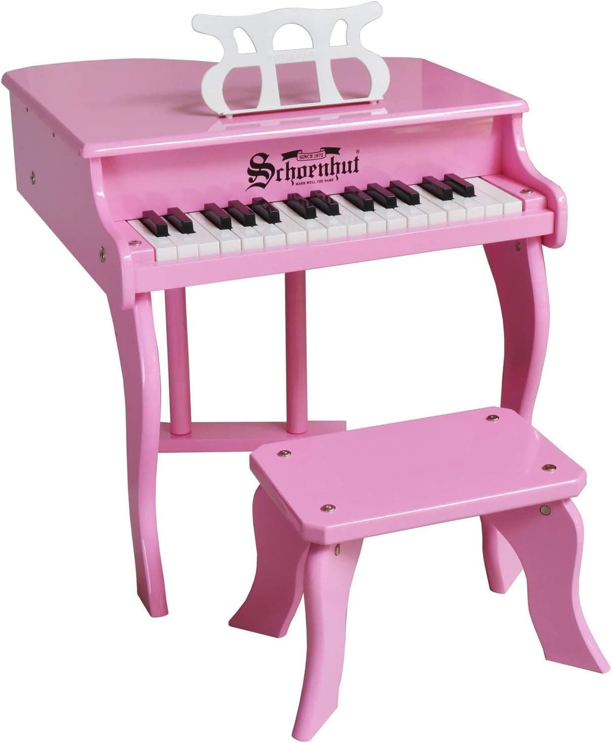 Schoenhut Fancy Baby Grand Piano - 30-Key Pink Piano with Keyboard Chair - Baby Musical Instruments Promotes Hand-Eye Coordination - Learning Piano for Toddlers - Ideal Mini Keyboard Piano for Gift