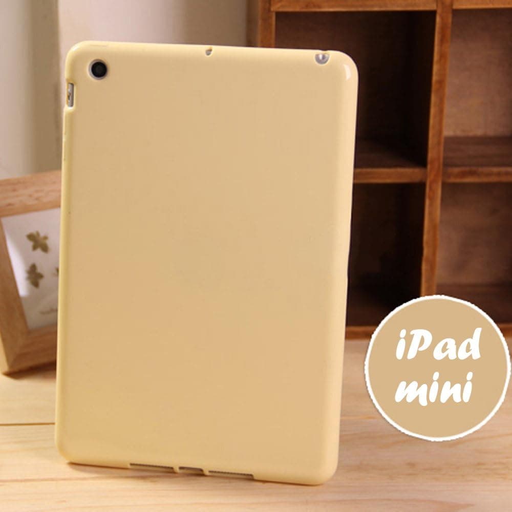 iPad Mini/Mini 2 Retina/Mini 3 Jelly Case, ANLEY Candy Fusion Series - [Shock Absorption] Jelly Silicone Bumper with Frosted Clear Hard Back Cover for Apple iPad Mini 3, 2 & 1 (Cream Yellow)