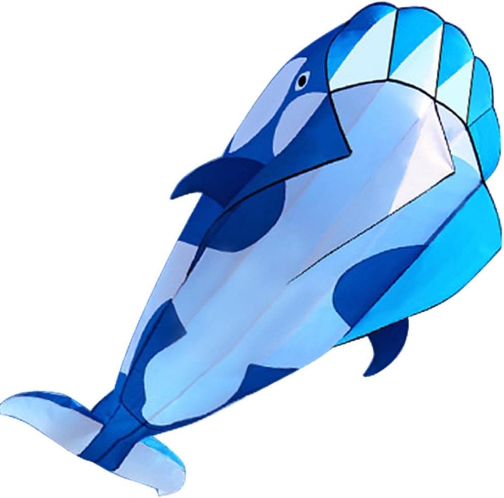 Hengda KITE-3D Kite Huge Frameless Soft Parafoil Giant Dark Blue Dolphin Breeze Kite