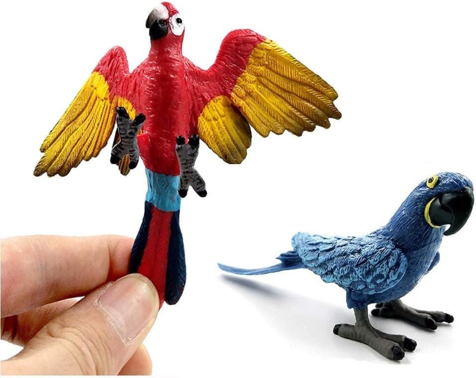 Kimkoala Bird Decorative Figurines, 2 Pcs Simulation Mini Cute Parrot Bird Figures Animal Model Toys for Home Decor Miniature Fairy Garden Decoration Ornament Kids Gifts