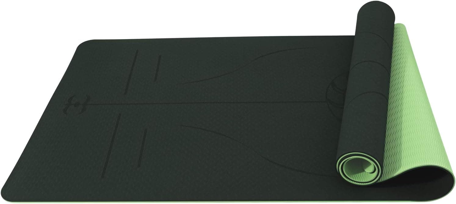 Yoga Mat No Slip, Body Alignment Lines Eco Friendly Material Tpe Yoga Mat, 72'' X 24'' Thickness 1/4-Inch Extra Large Yoga Mat for Women Men Yoga, Pilates and Fitness