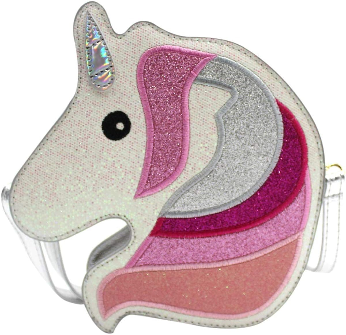Women Girls Glitter Unicorn Crossbody Bag Holographic Bling Shoulder Handbag with Adjustable Strap