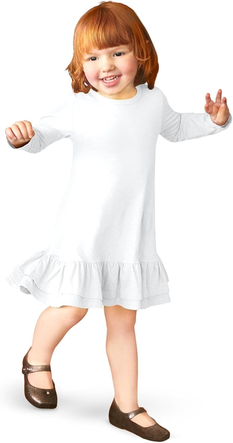 City Threads Girls' Cotton Short Sleeve A-Line Ruffle Hem Dress School or Play