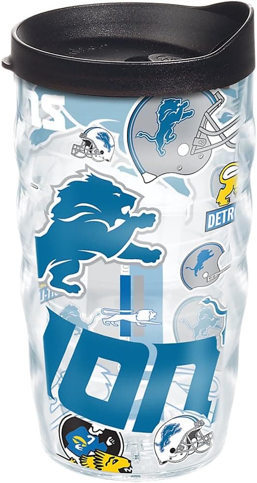 Tervis Made in USA Double Walled NFL Detroit Lions Insulated Tumbler Cup Keeps Drinks Cold & Hot, 10oz Wavy, All Over