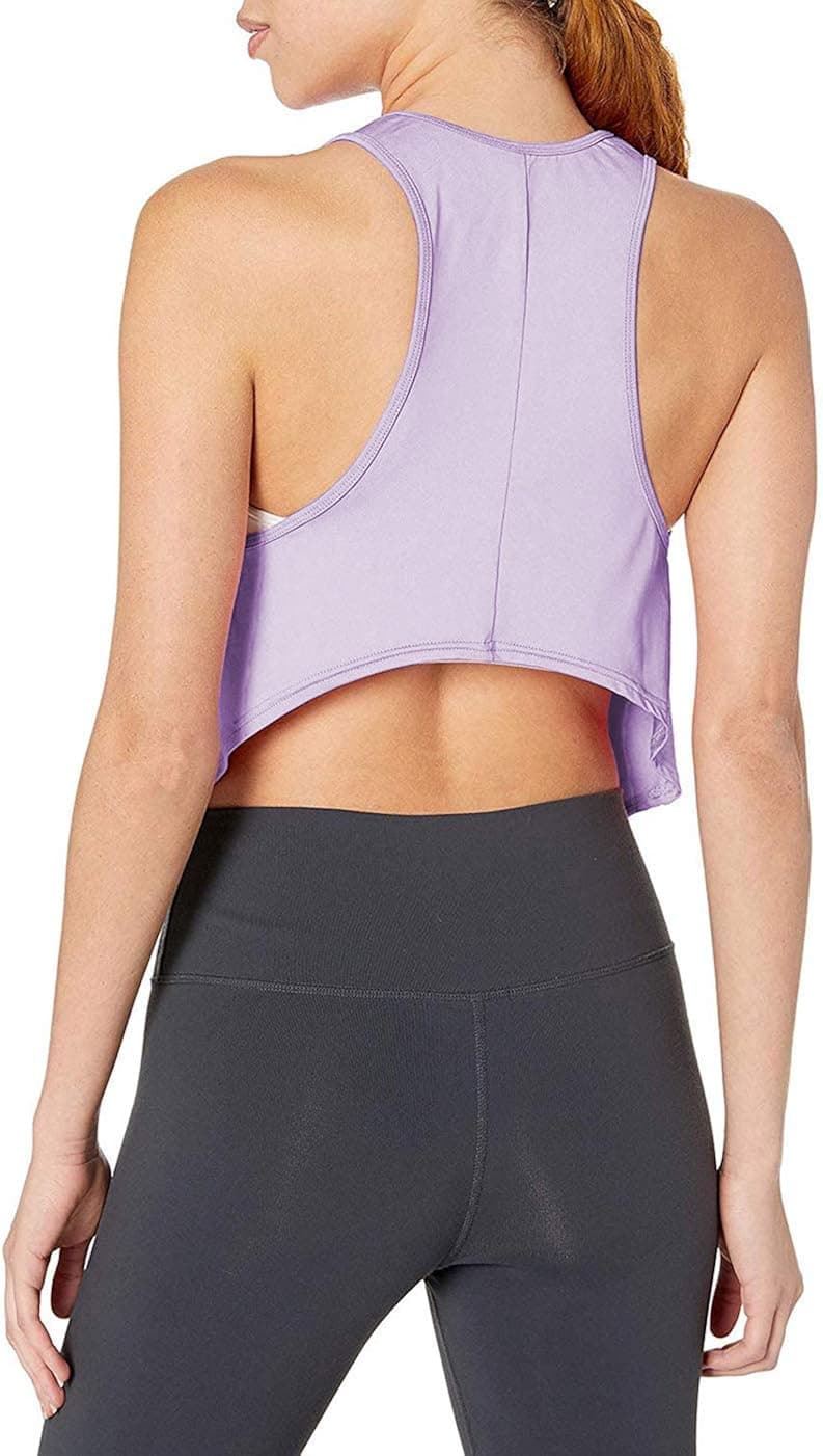 Bestisun Cropped Workout Tops Open Back Shirts Racerback Athletic Tank Tops for Women