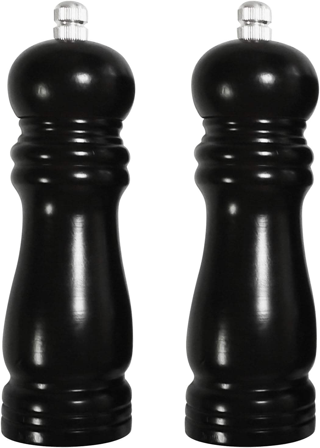 Wooden Salt and Pepper Grinders Set,Creamic Core,6 inches, 2 Pack, Black,AC LINK