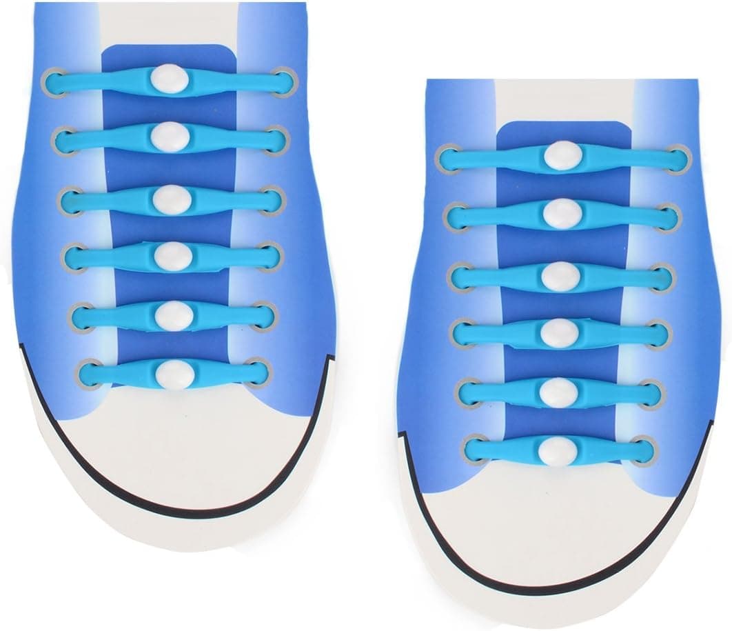 Flammi No Tie Elastic Silicone Shoelaces,2 Sets=12 Units(Blue)