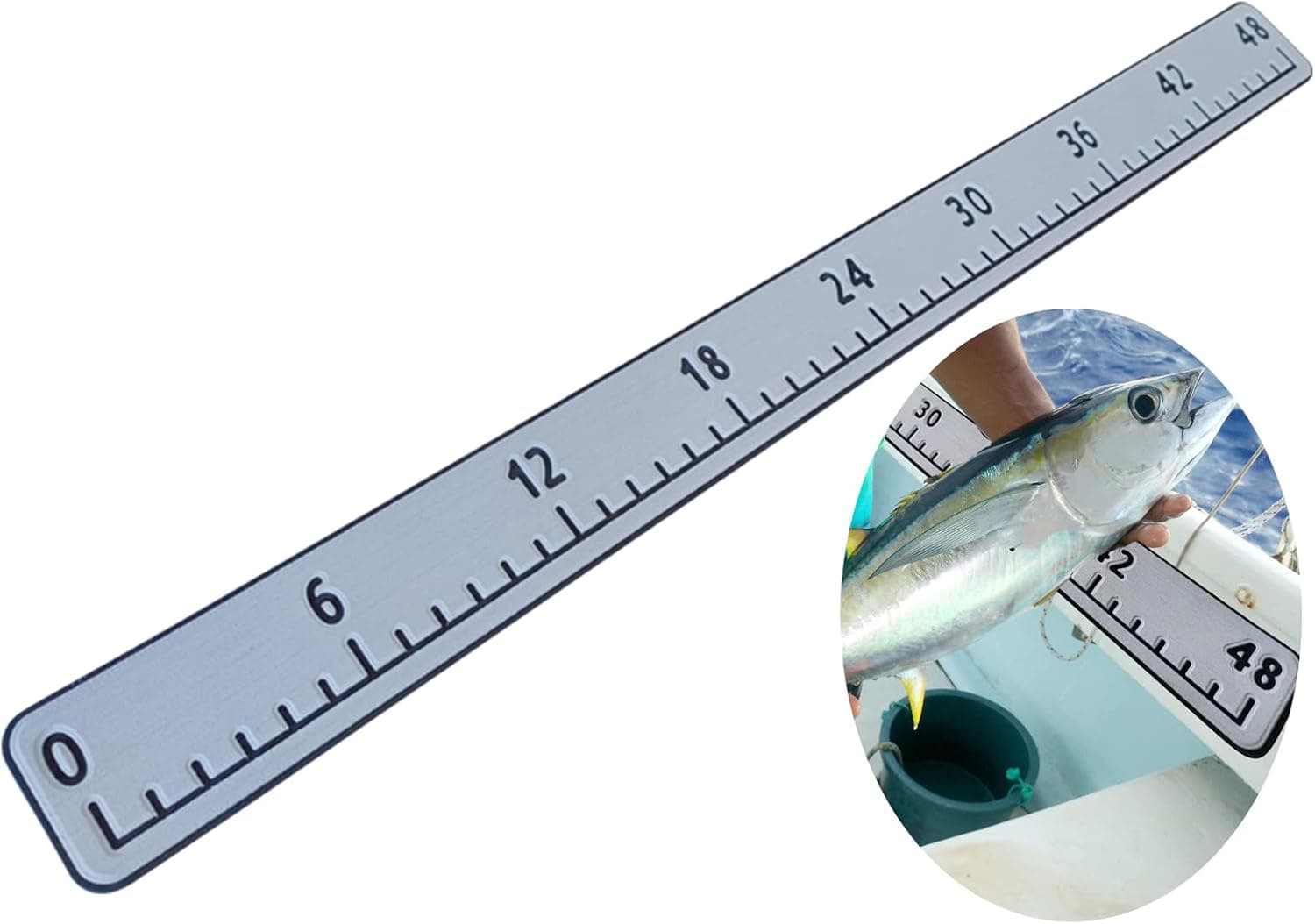Fish Ruler for Boat 40"/48" Fish Measuring Board Self-Adhesive Foam Fish Ruler for Sticker Fish Measuring Sticker Sea Deck Fish Ruler for Fish Boat Bass Boat Cooler Kayak Fish Ruler Accessories