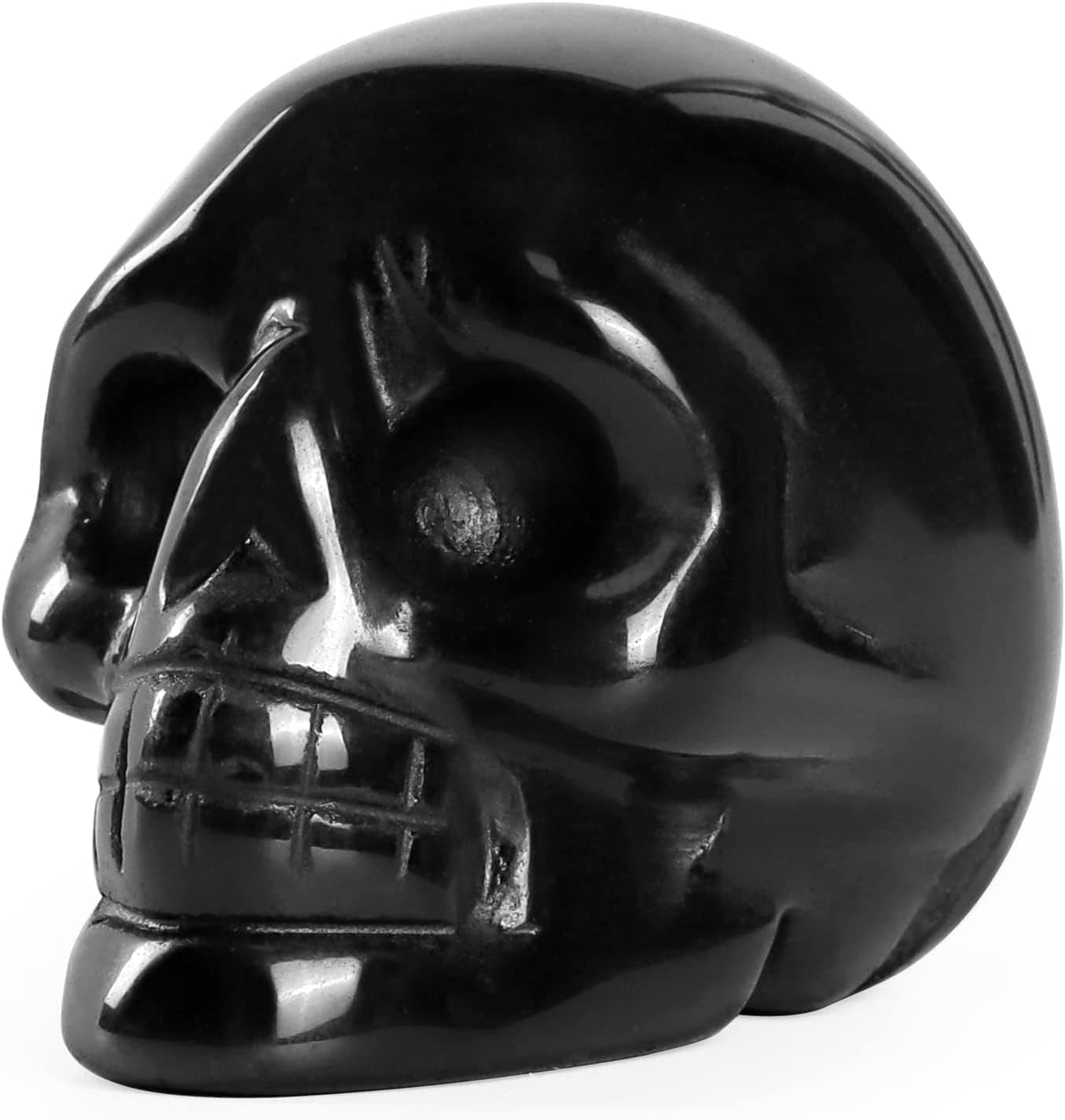 Artistone 2" Obsidian Crystal Skull Head Figurine Hand Carved Gem Art Skull Statue Halloween Crystal Decor Spiritual Healing Stone Skull Decoration