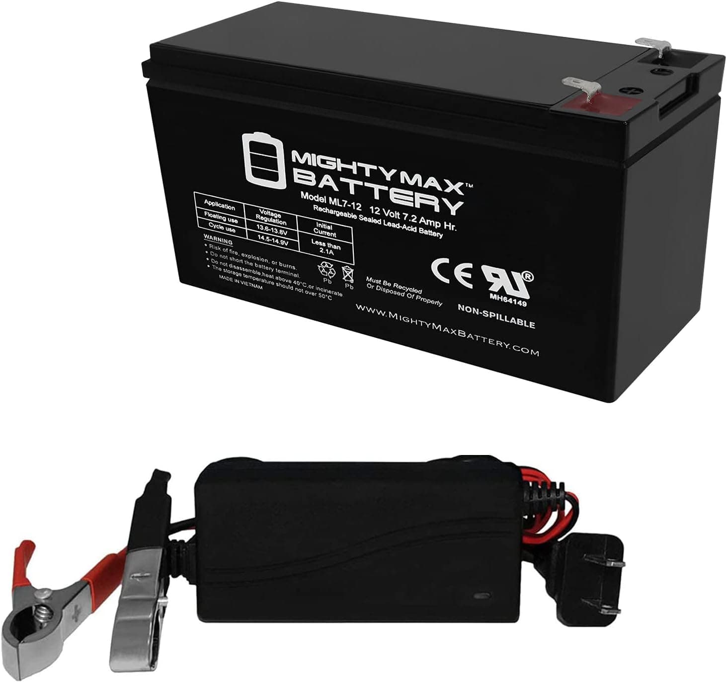 12V 7.2AH SLA Battery for Verizon FiOS PX12072-HG + 12V Charger
