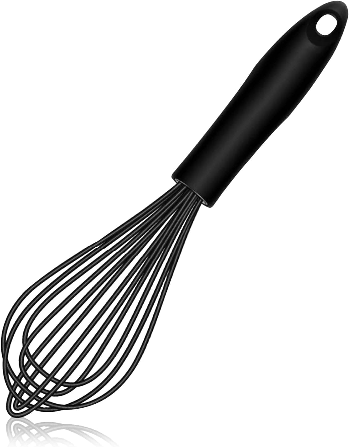 Silicone Whisk Balloon Whisk Stainless Steel Wire Whisk for Non-stick Cookware, Balloon Egg Beater Perfect for Blending, Whisking, Beating, Frothing & Stirring (Black)