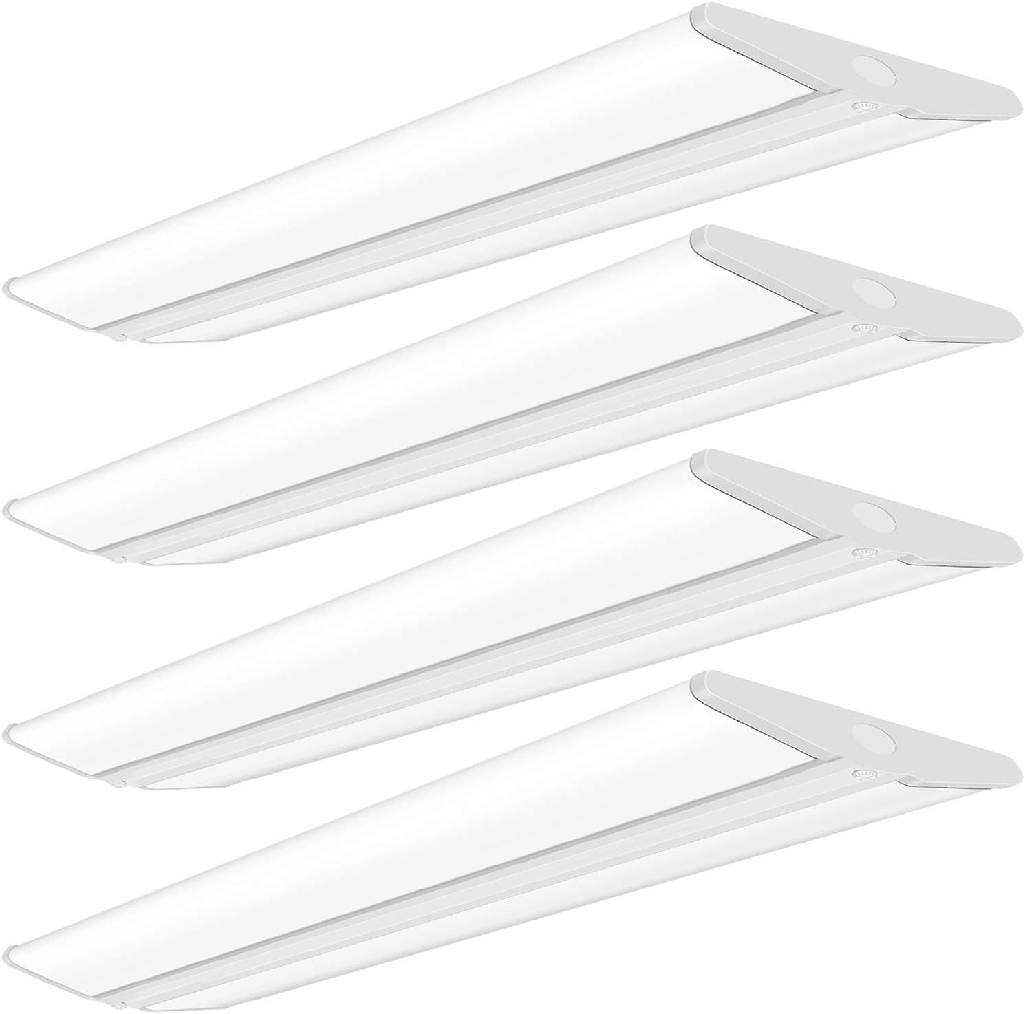 AntLux 72W 4FT LED Wraparound Light with Emergency Power Supply, Ultra Slim 4 Foot LED Garage Shop Lights Flush Mount, 8000 Lumens, 4000K, Wrap Around Office Ceiling Lighting Fixture, 4 Pack