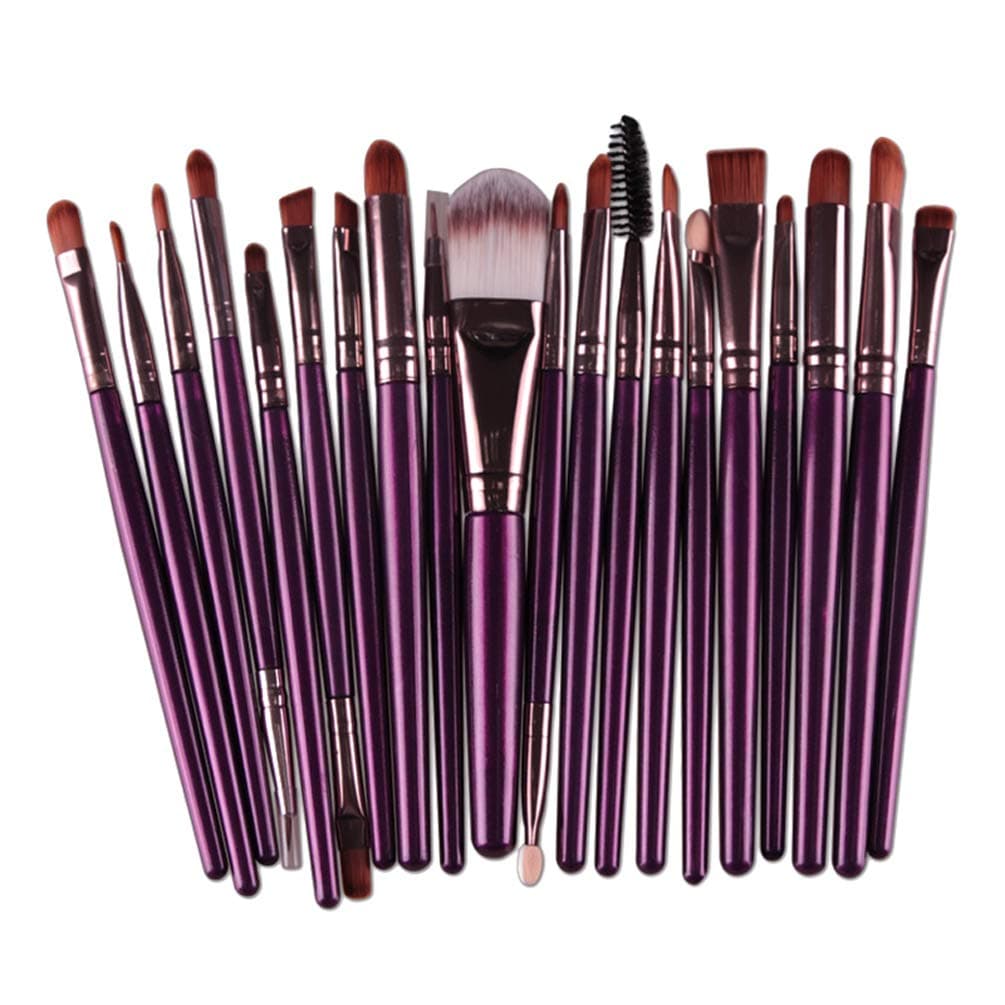 Meslio 20pcs Fashion Make up Brush Set, Professional Makeup Brushes Kits Cosmetic tools Kit Valentine Gift (Purple + Coffee)