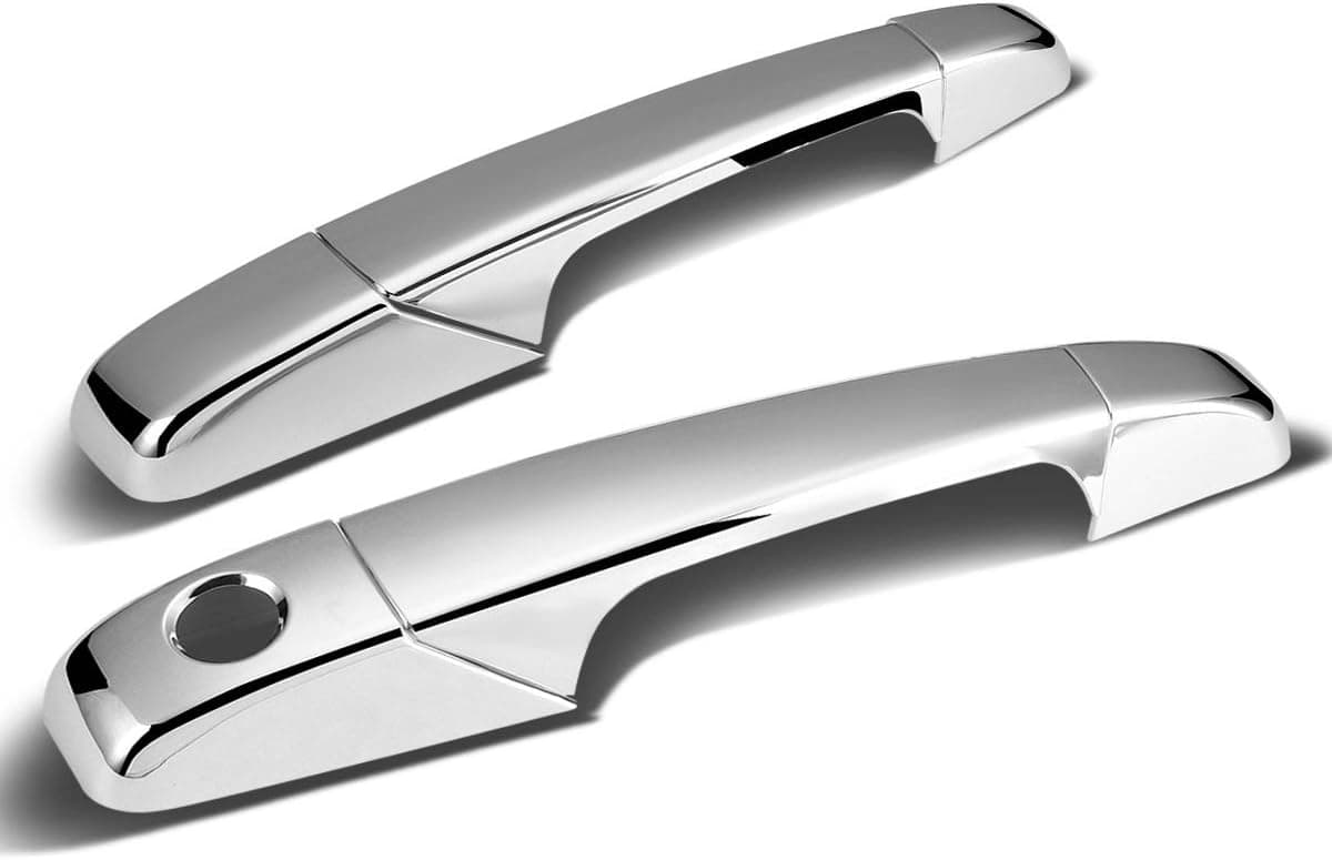 Replacement for Chevy Tahoe 2pcs Exterior Door Handle Cover without Passenger Keyhole (Chrome)