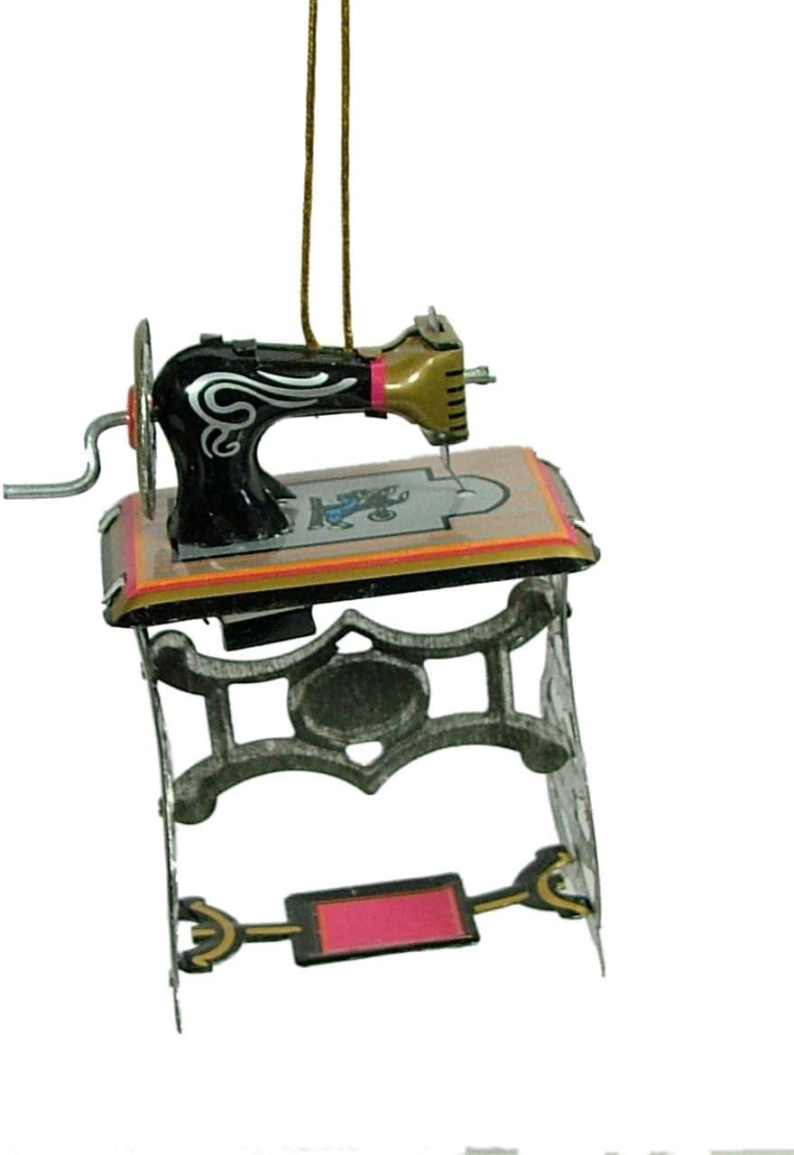 On Holiday Tin Vintage Style Sewing Machine Quilting Sew Thread Christmas Tree Ornament
