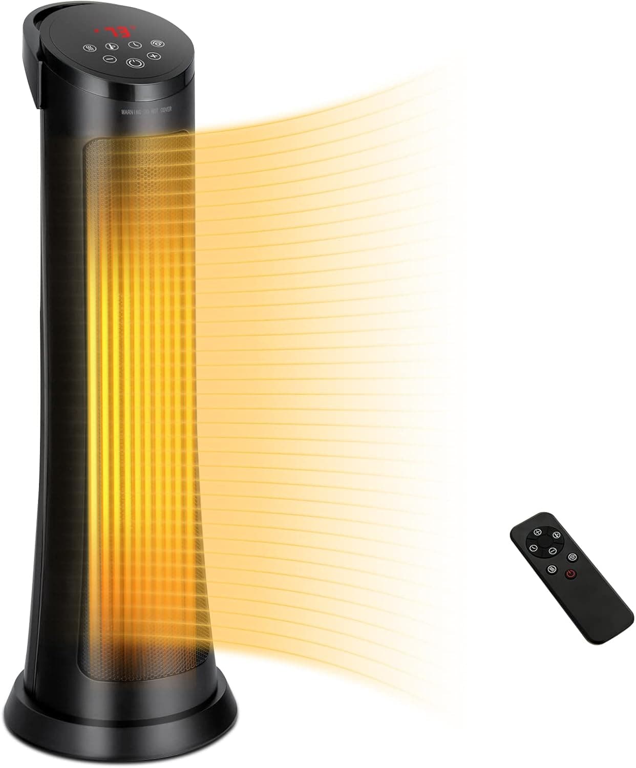 Tangkula 1500W Oscillating Space Heater, Fast Heating Ceramic PTC Tower Heater with Thermostat, Remote, 3 Modes, 24H Timer, Overheat & Tip-Over Protection, Portable Electric Heater for Home, Office