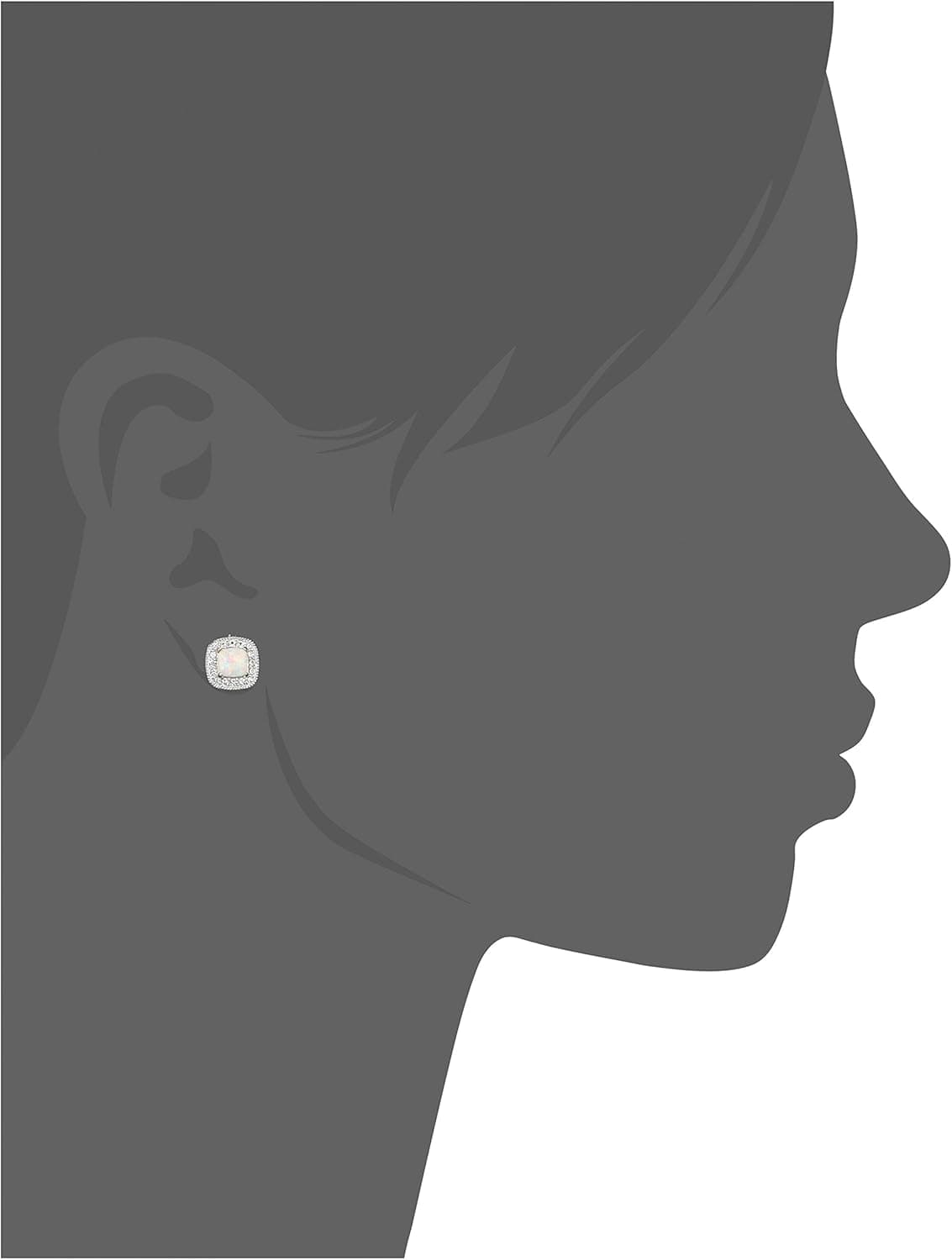 Amazon Collection Sterling Silver Cushion Cut Birthstone and Created White Sapphire Halo Stud Earrings