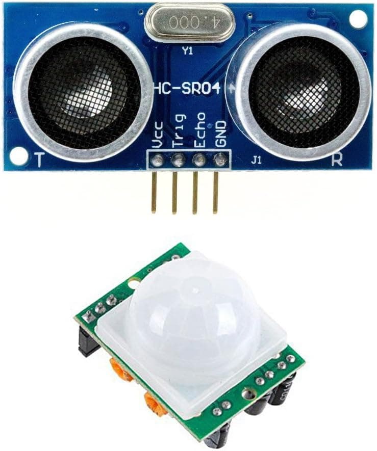 1 Pack HC-SR501 PIR Pyroelectric IR Infrared Motion Sensor + HC-SR04 Ultrasonic Distance Sensor for Arduino, Raspberry Pi, and other microcontrollers