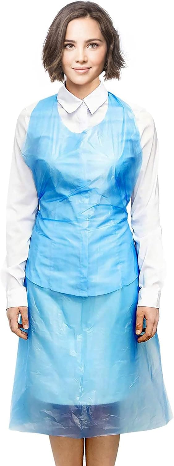 ABC Adult Disposable Aprons for Painting with Long Ties, Thin Poly Aprons Disposable, Unisex Plastic Aprons Disposable Adults