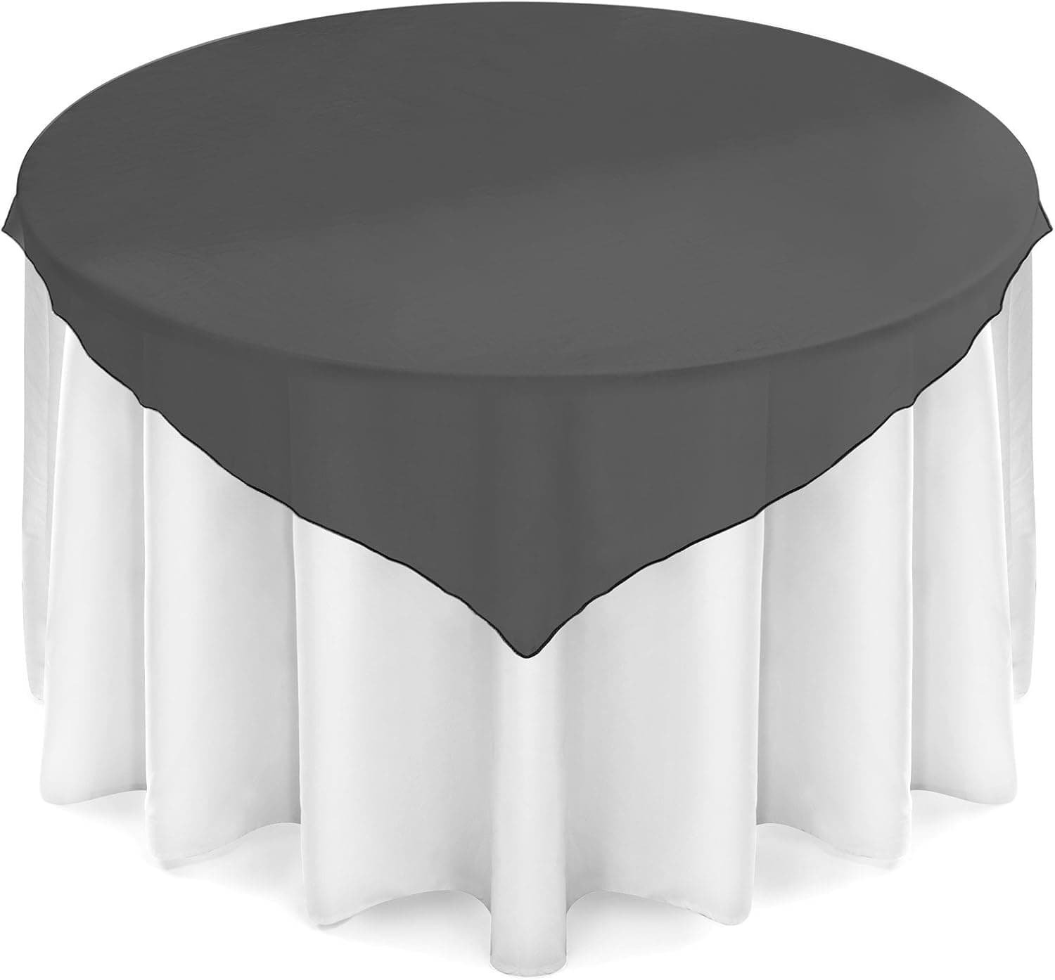 Lann's Linens Organza Wedding Table Overlay - Tablecloth Topper (72" Square - Black)