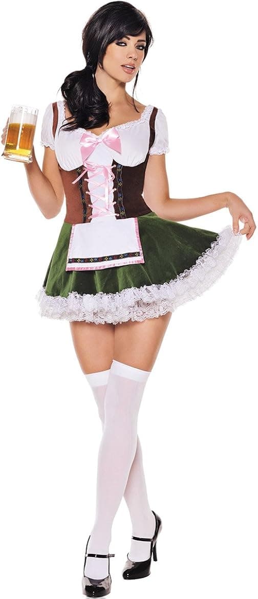 Mystery House Women's Beer Girl Costume, Brown/Green, Large