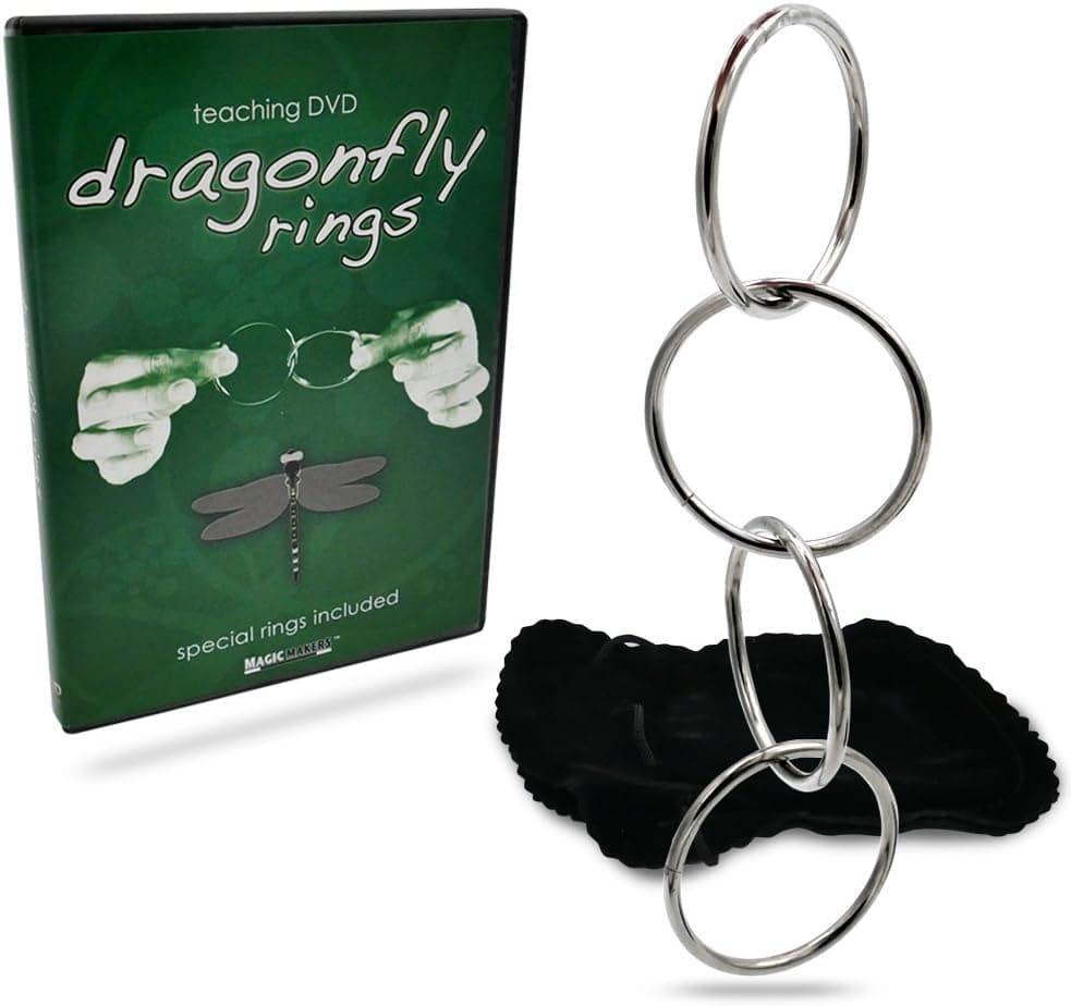Magic Makers Dragonfly Linking Rings - Mini Linking Rings & Instructional Training Guide Included